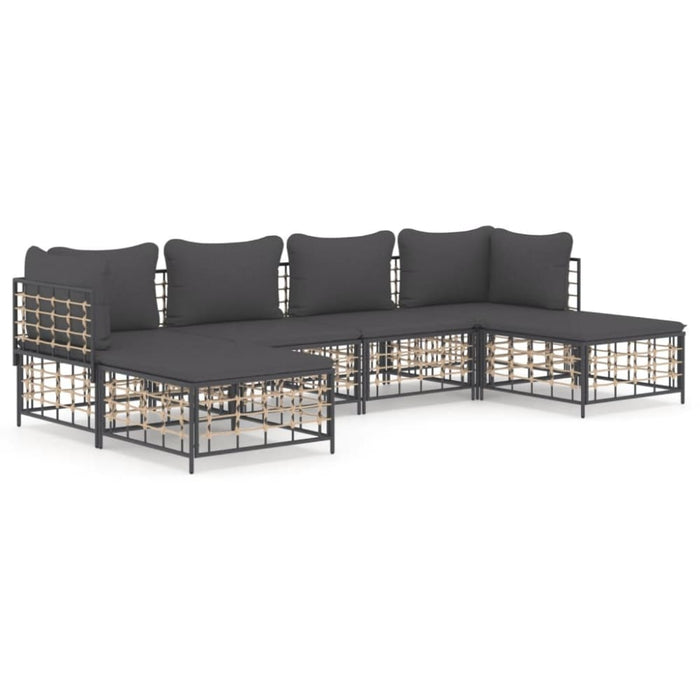 6 Piece Garden Lounge Set with Cushions Anthracite Poly