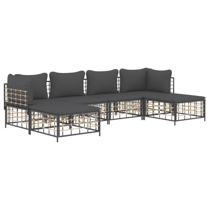 6 Piece Garden Lounge Set with Cushions Anthracite Poly