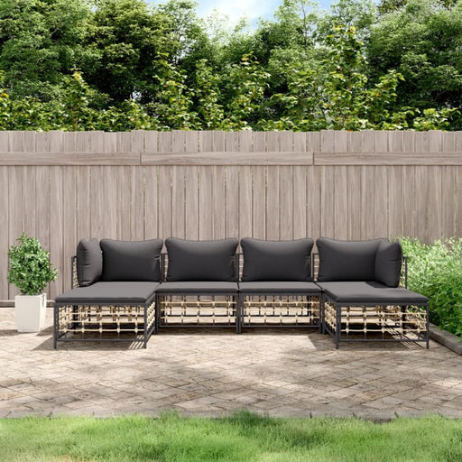6 Piece Garden Lounge Set with Cushions Anthracite Poly