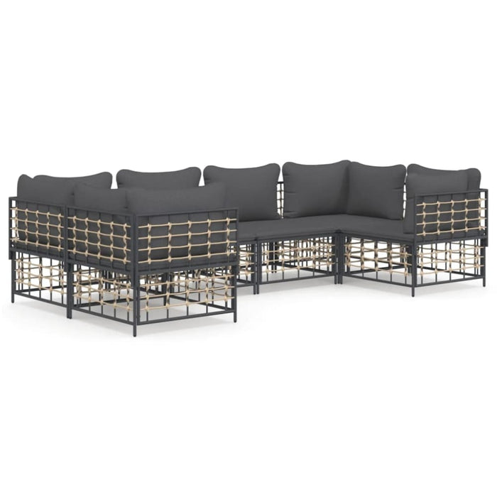 6 Piece Garden Lounge Set with Cushions Anthracite Poly