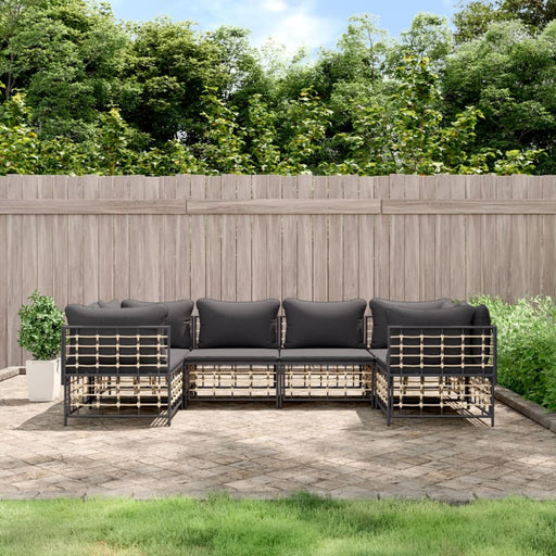 6 Piece Garden Lounge Set with Cushions Anthracite Poly