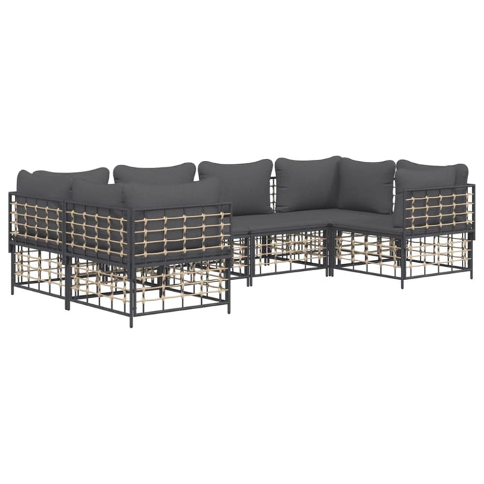 6 Piece Garden Lounge Set with Cushions Anthracite Poly