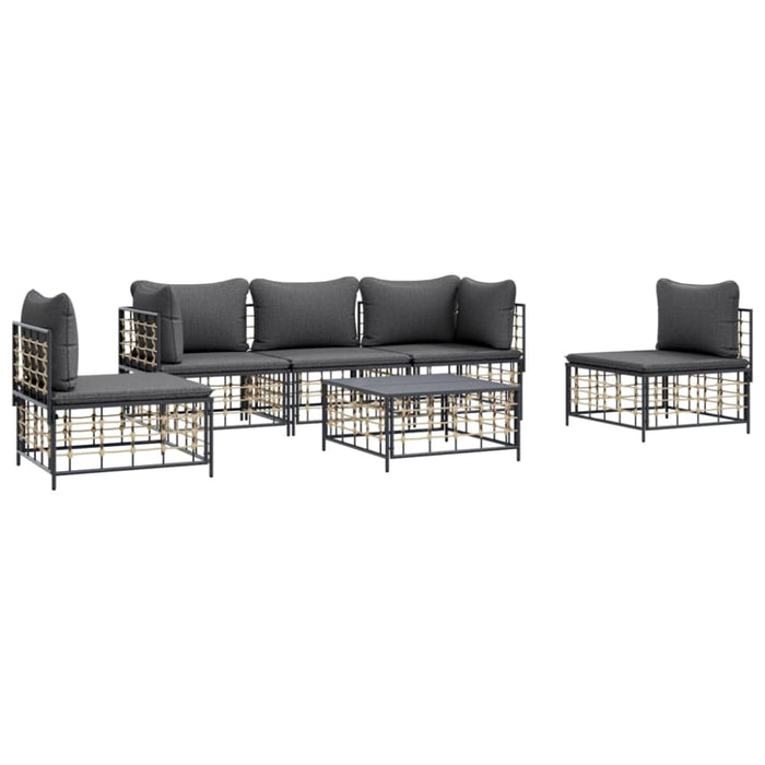 6 Piece Garden Lounge Set with Cushions Anthracite Poly