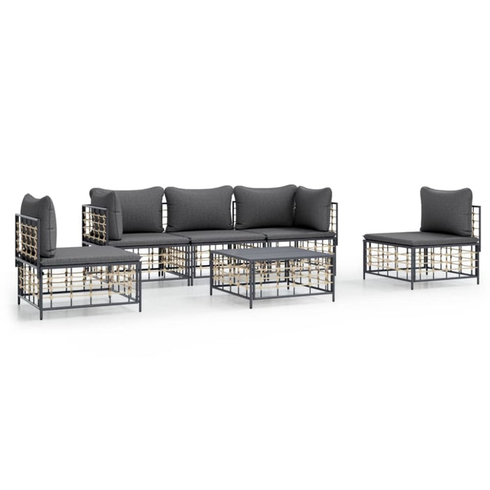 6 Piece Garden Lounge Set with Cushions Anthracite Poly