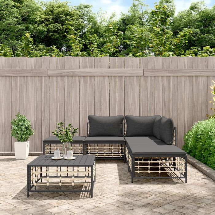 6 Piece Garden Lounge Set with Cushions Anthracite Poly