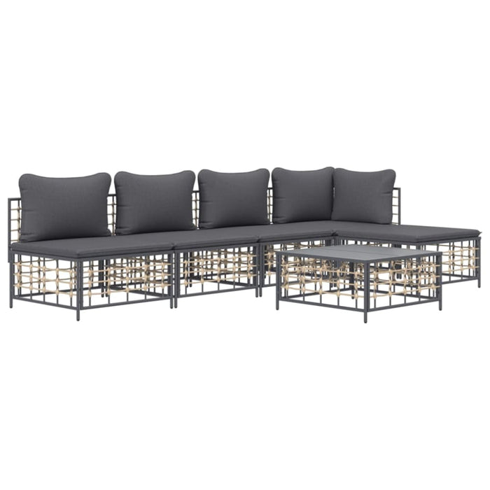 6 Piece Garden Lounge Set with Cushions Anthracite Poly