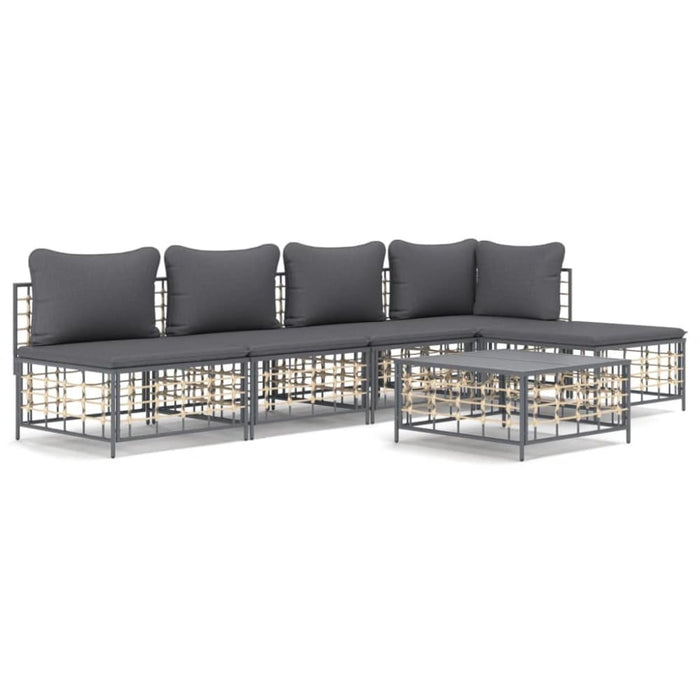 6 Piece Garden Lounge Set with Cushions Anthracite Poly