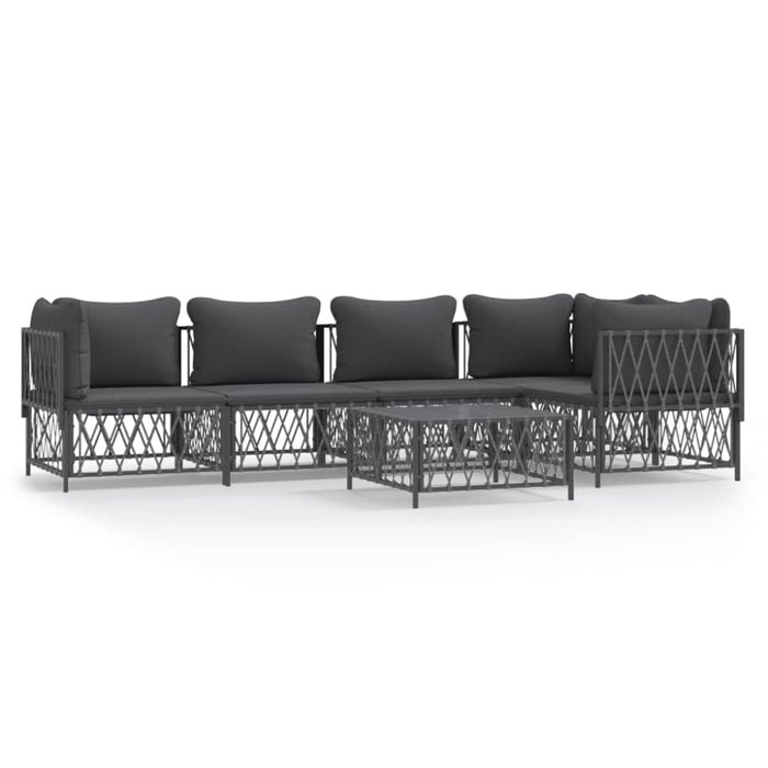6 Piece Garden Lounge Set with Cushions Anthracite Steel