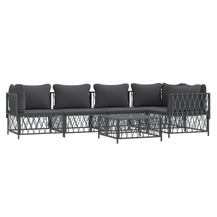6 Piece Garden Lounge Set with Cushions Anthracite Steel