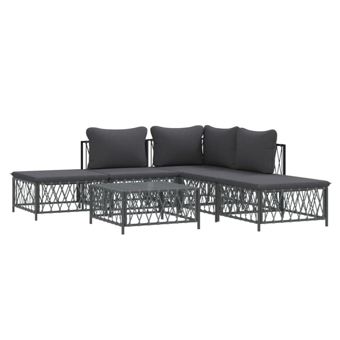 6 Piece Garden Lounge Set with Cushions Anthracite Steel