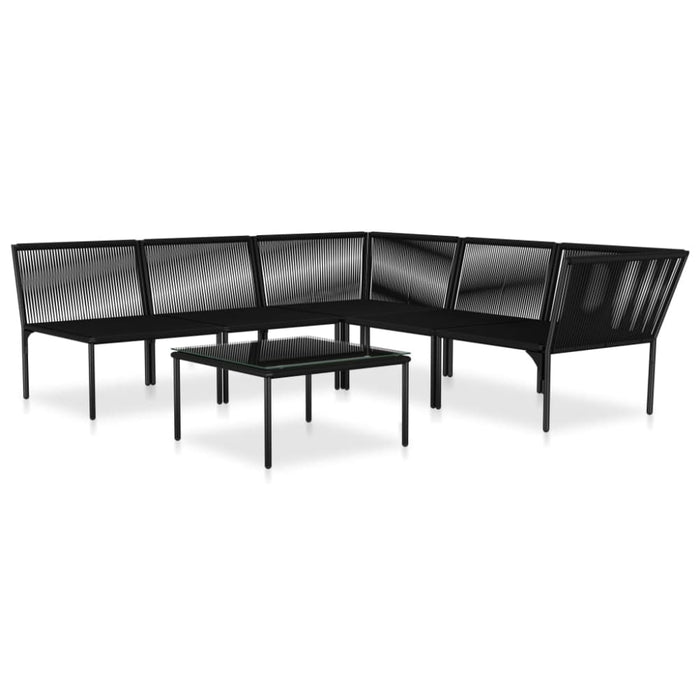 6 Piece Garden Lounge Set with Cushions Black Pvc Anpko