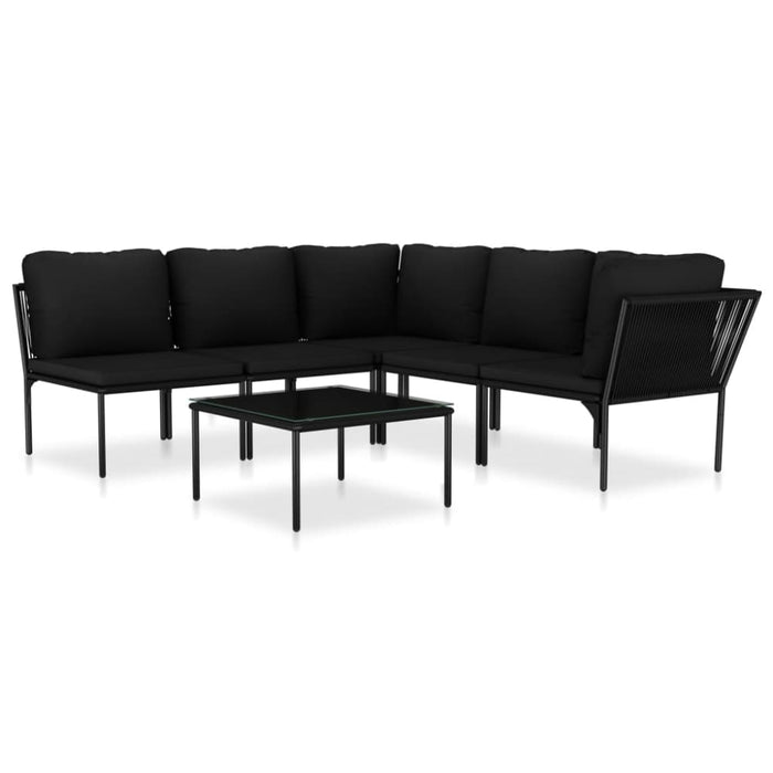 6 Piece Garden Lounge Set with Cushions Black Pvc Anpko