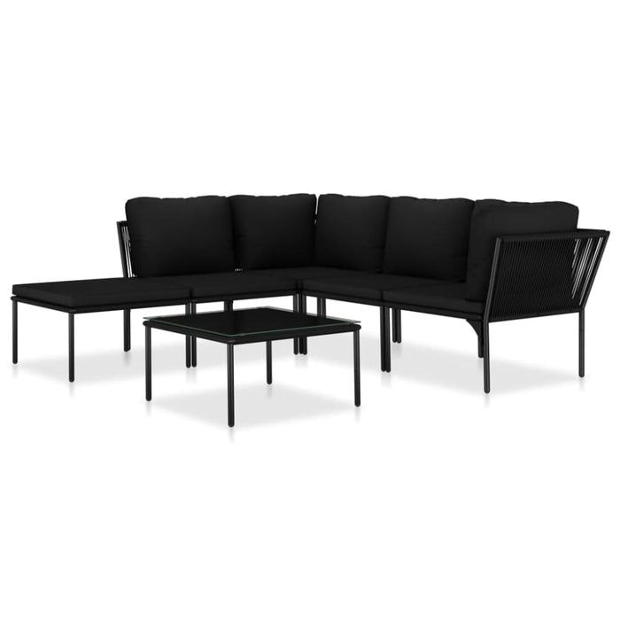 6 Piece Garden Lounge Set with Cushions Black Pvc Anpnk