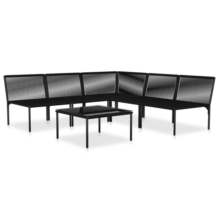6 Piece Garden Lounge Set with Cushions Black Pvc Anpnn