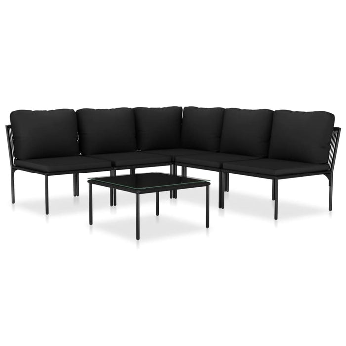 6 Piece Garden Lounge Set with Cushions Black Pvc Anpnn