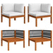 6 Piece Garden Lounge Set with Cushions Cream Solid Acacia
