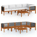 6 Piece Garden Lounge Set with Cushions Cream Solid Acacia