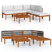 6 Piece Garden Lounge Set with Cushions Cream Solid Acacia