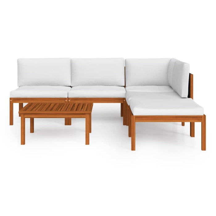 6 Piece Garden Lounge Set with Cushions Cream Solid Acacia
