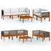 6 Piece Garden Lounge Set with Cushions Cream Solid Acacia