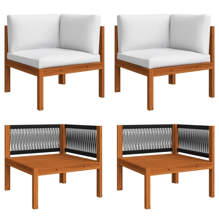 6 Piece Garden Lounge Set with Cushions Cream Solid Acacia