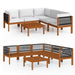 6 Piece Garden Lounge Set with Cushions Cream Solid Acacia