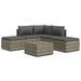 6 Piece Garden Lounge Set with Cushions Grey Poly Rattan