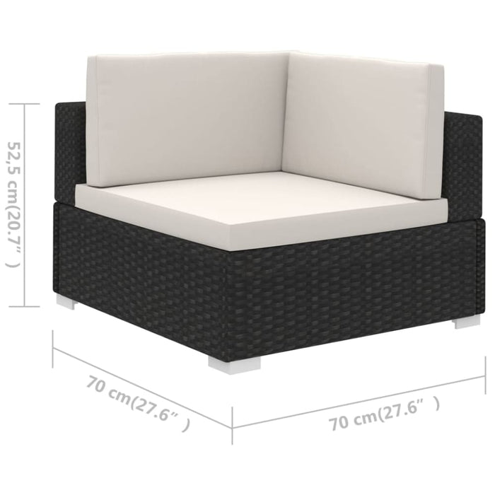 6 Piece Garden Lounge Set with Cushions Poly Rattan Black