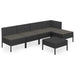 6 Piece Garden Lounge Set with Cushions Poly Rattan Black