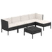 6 Piece Garden Lounge Set with Cushions Poly Rattan Black