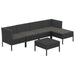 6 Piece Garden Lounge Set with Cushions Poly Rattan Black