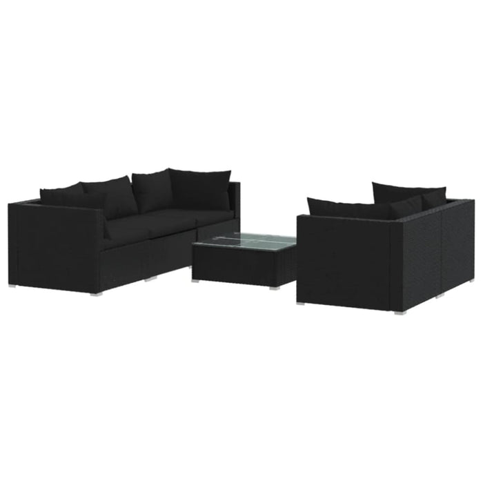 6 Piece Garden Lounge Set with Cushions Poly Rattan Black