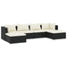 6 Piece Garden Lounge Set with Cushions Poly Rattan Black
