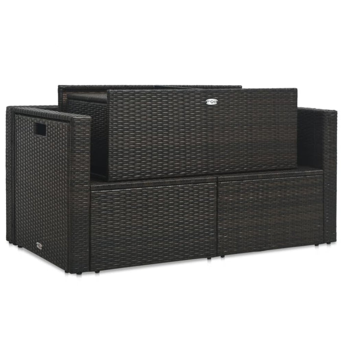 6 Piece Garden Lounge Set with Cushions Poly Rattan Brown