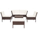 6 Piece Garden Lounge Set with Cushions Poly Rattan Brown