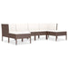 6 Piece Garden Lounge Set with Cushions Poly Rattan Brown