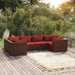 6 Piece Garden Lounge Set with Cushions Poly Rattan Brown