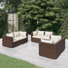 6 Piece Garden Lounge Set with Cushions Poly Rattan Brown