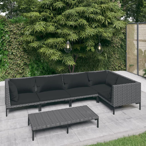 6 Piece Garden Lounge Set with Cushions Poly Rattan Dark