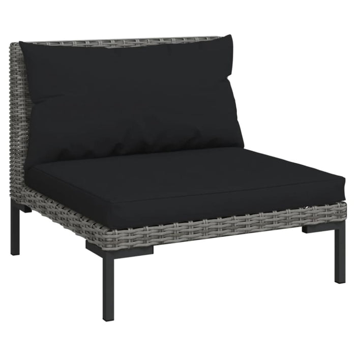 6 Piece Garden Lounge Set with Cushions Poly Rattan Dark
