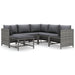 6 Piece Garden Lounge Set with Cushions Poly Rattan Grey