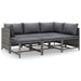6 Piece Garden Lounge Set with Cushions Poly Rattan Grey