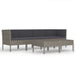 6 Piece Garden Lounge Set with Cushions Poly Rattan Grey
