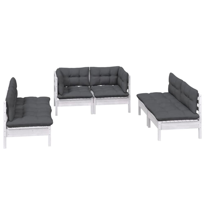 6 Piece Garden Lounge Set with Cushions Solid Pinewood