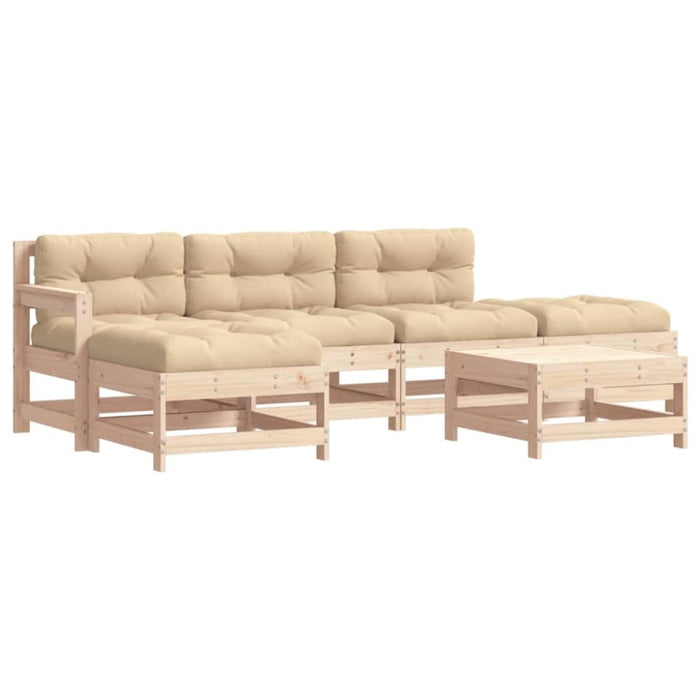 6 Piece Garden Lounge Set with Cushions Solid Wood Tonpkbl