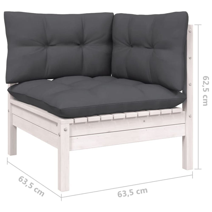 6 Piece Garden Lounge Set with Cushions White Solid