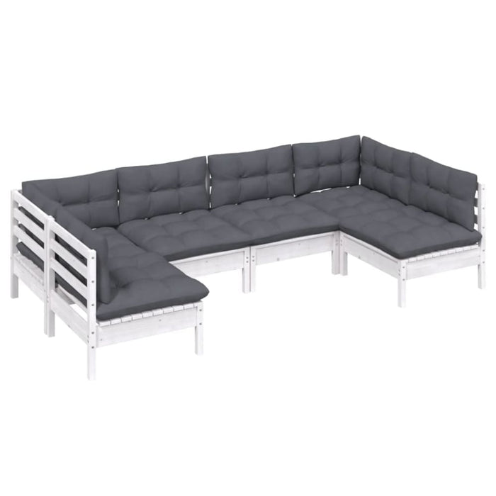 6 Piece Garden Lounge Set with Cushions White Solid