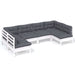 6 Piece Garden Lounge Set with Cushions White Solid