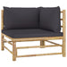 6 Piece Garden Lounge Set with Dark Grey Cushions Bamboo