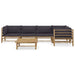 6 Piece Garden Lounge Set with Dark Grey Cushions Bamboo
